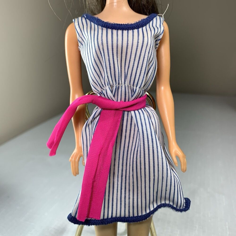 Vintage Barbie Dress Lunch Date Fashion Pack Striped Stain PLEASE READ